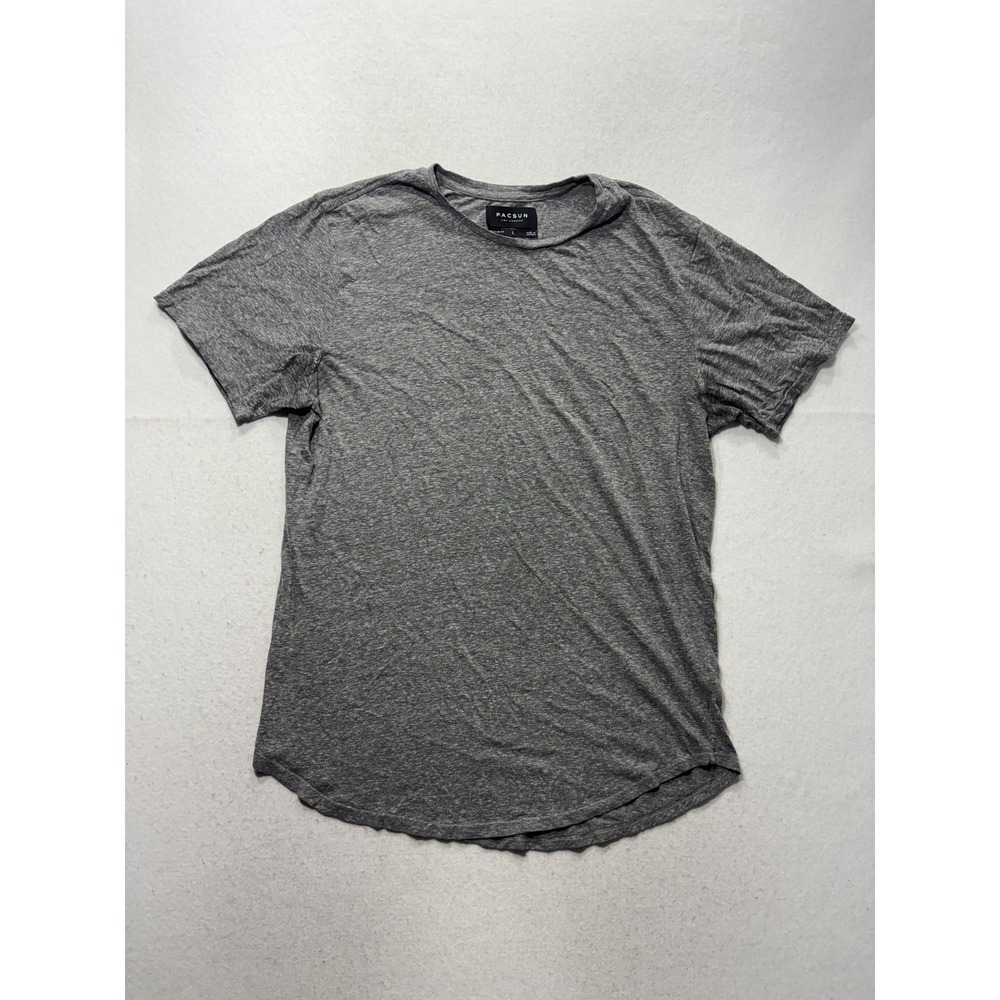 PacSun Shirt Mens Large Gray Scallop Fit Curved Hem Basic Tee Jersey Casual